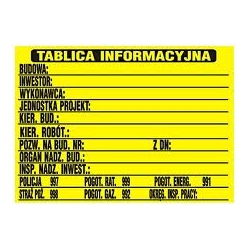 Tablica informacyjne budowy mała