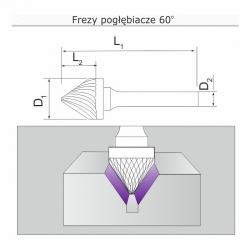 PILNIK OBROTOWY FREZ - POGŁĘBIACZ 60 STOPNI