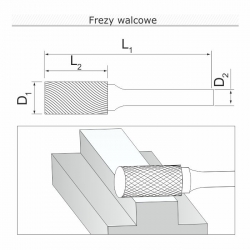 PILNIK OBROTOWY FREZ - WALCOWY 12 mm